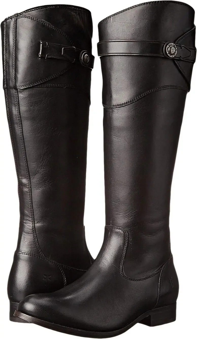 NEW FRYE WOMENS MOLLY BUTTON TALL BOOTS BLACK SMOOTH VINTAGE LEATHER 7
